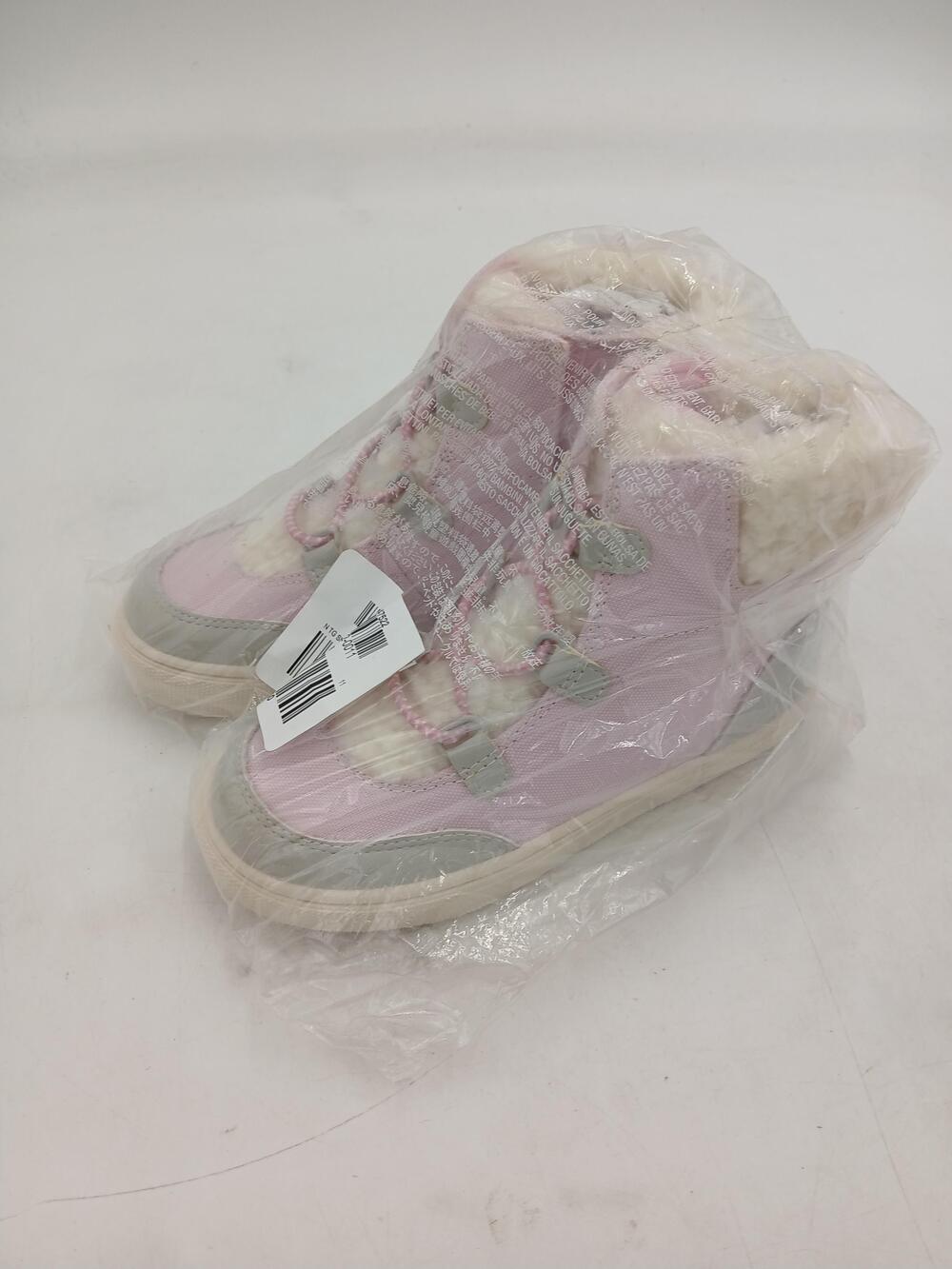 Snow Boots Girls Size 11 Pink Faux Fur Trim Lined Lace Up Winter Shoes